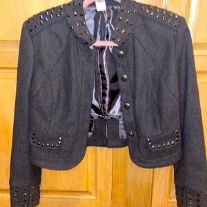Gray Studded Cropped Jacket